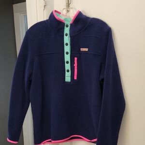 Vineyard Vines Dark Blue Fleece with Green and Pink Accents NWOT